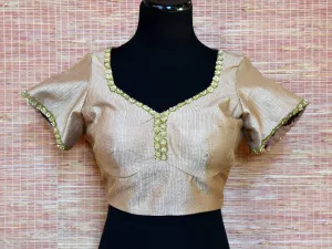 404012 Beige Embroidered Silk Saree Blouse