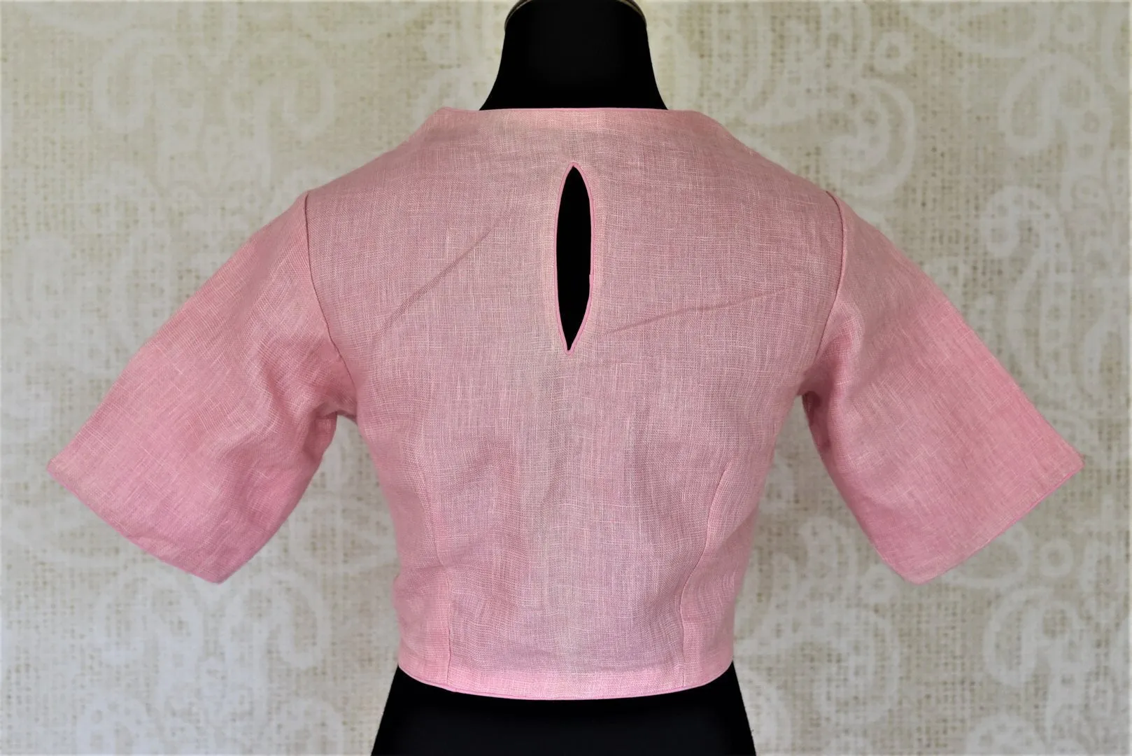 404183 Solid Pink Linen Saree Blouse