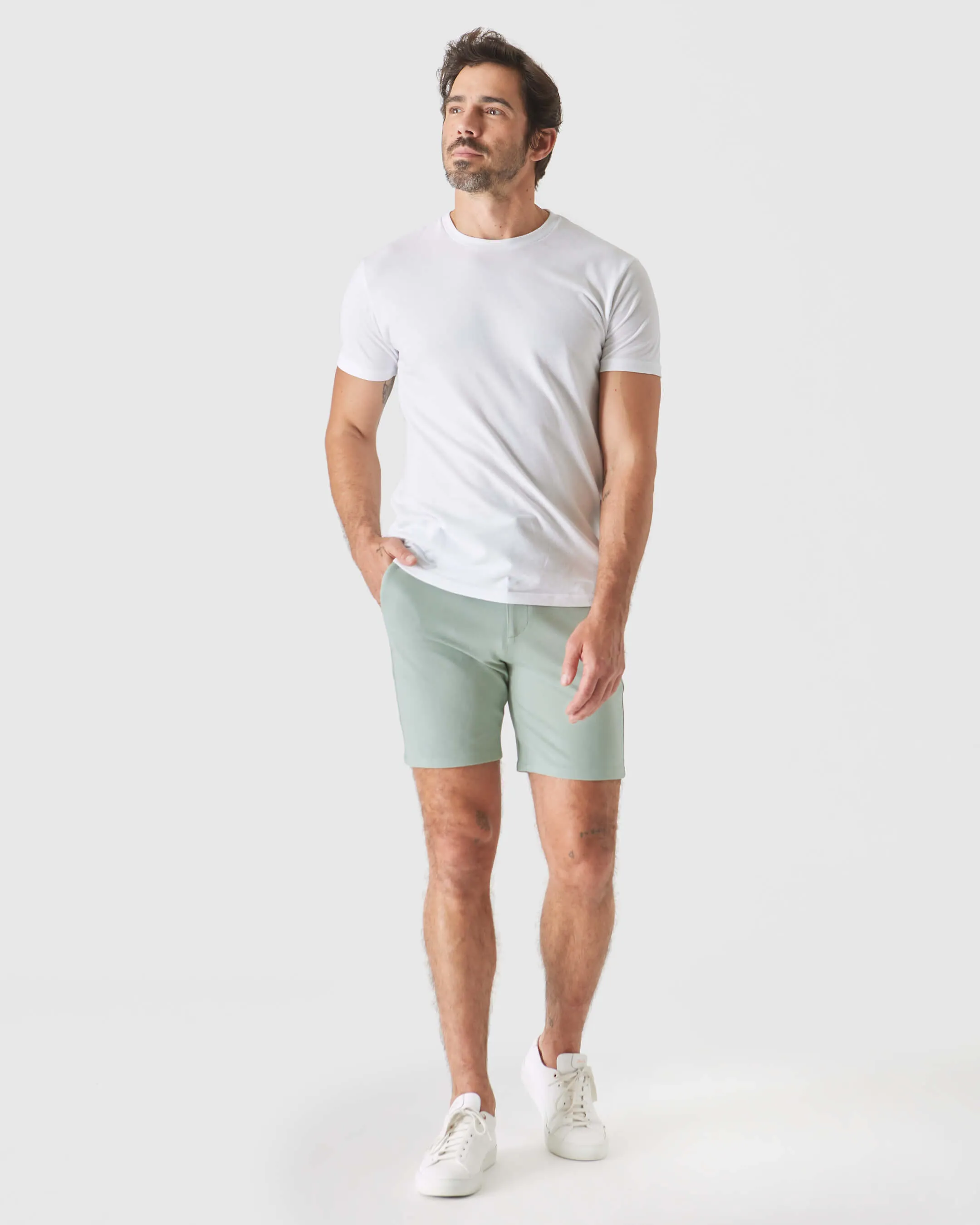 7" Slate Green Comfort Knit Chino Shorts
