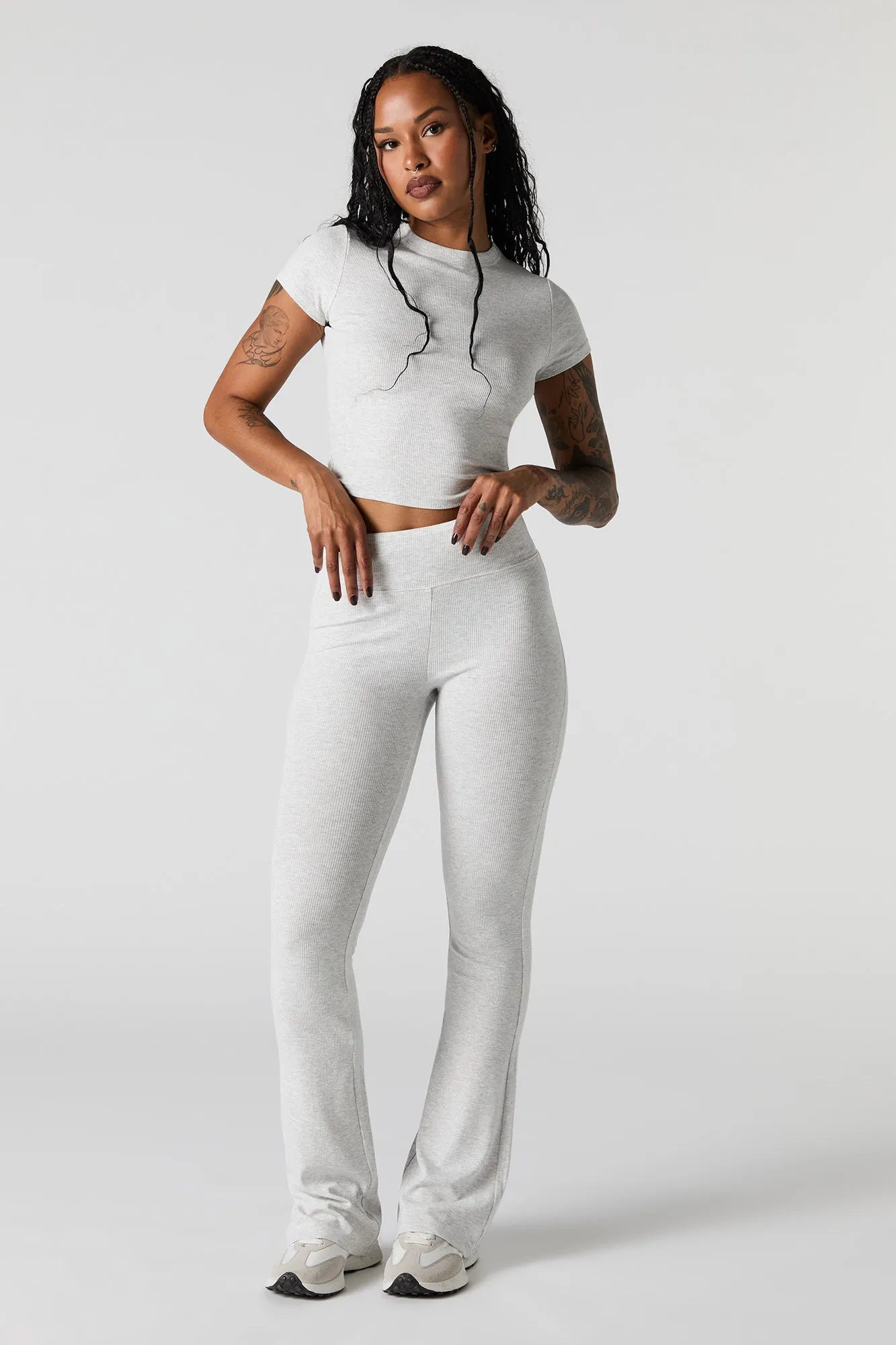 Active Soft Ribbed Flare Pant