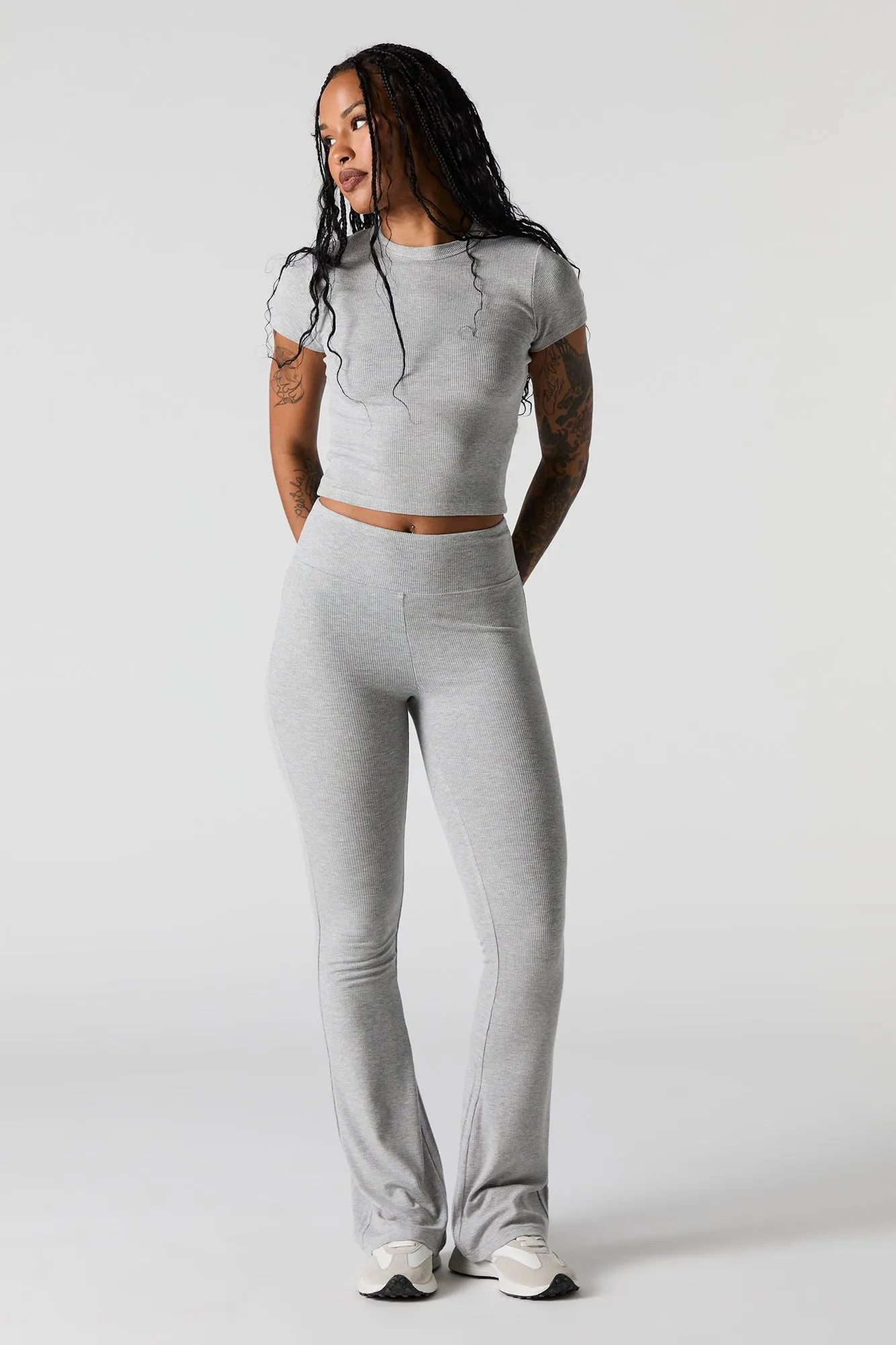 Active Soft Ribbed Flare Pant