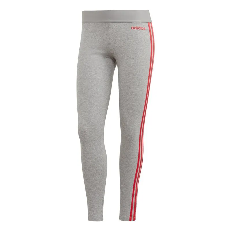 adidas Essentials 3 Stripe Tights - Womens - Medium Grey Heather/Pink