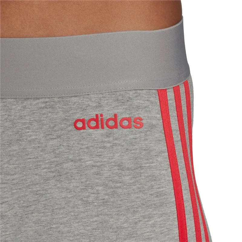 adidas Essentials 3 Stripe Tights - Womens - Medium Grey Heather/Pink