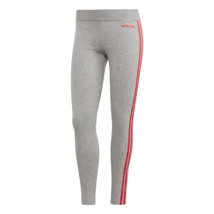 adidas Essentials 3 Stripe Tights - Womens - Medium Grey Heather/Pink