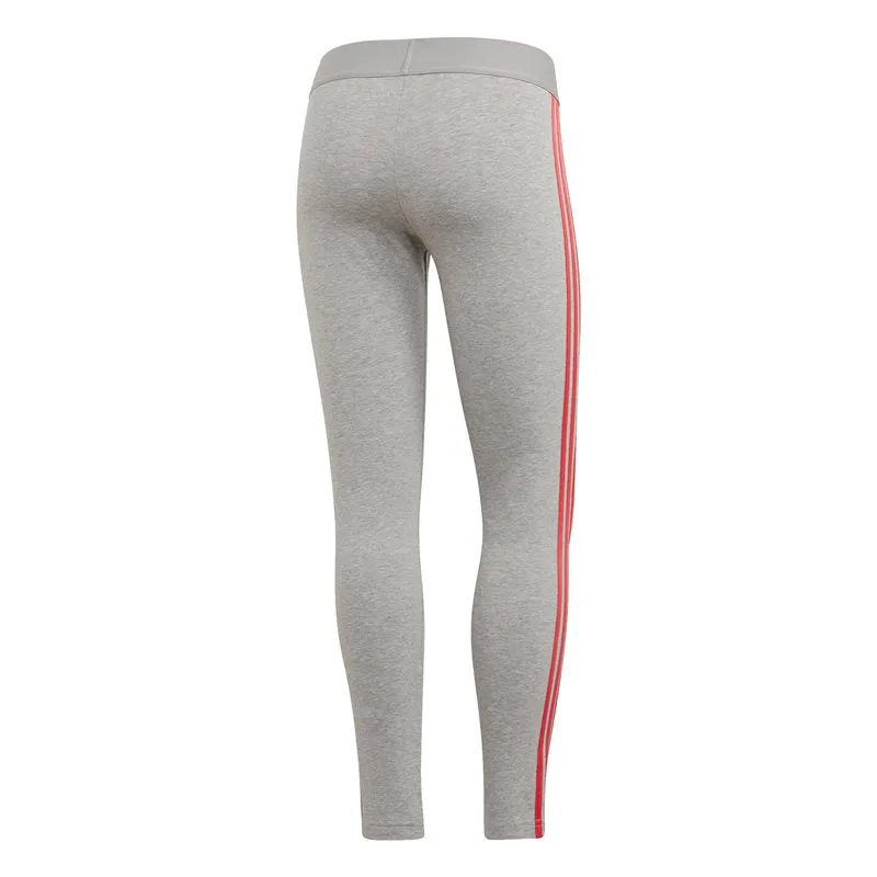 adidas Essentials 3 Stripe Tights - Womens - Medium Grey Heather/Pink