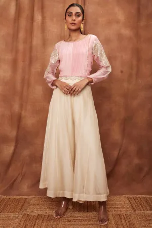Baby Pink Silk Scallop Top & Pants