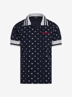Balmain Boys Logo Polo Shirt in Navy