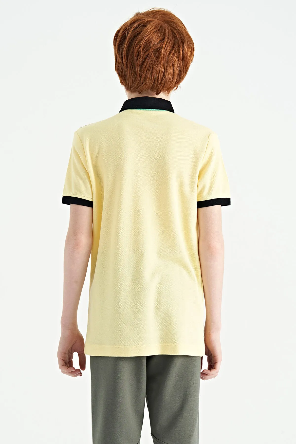 baski detayli standart kalip polo yaka erkek çocuk t-shirt - 11164