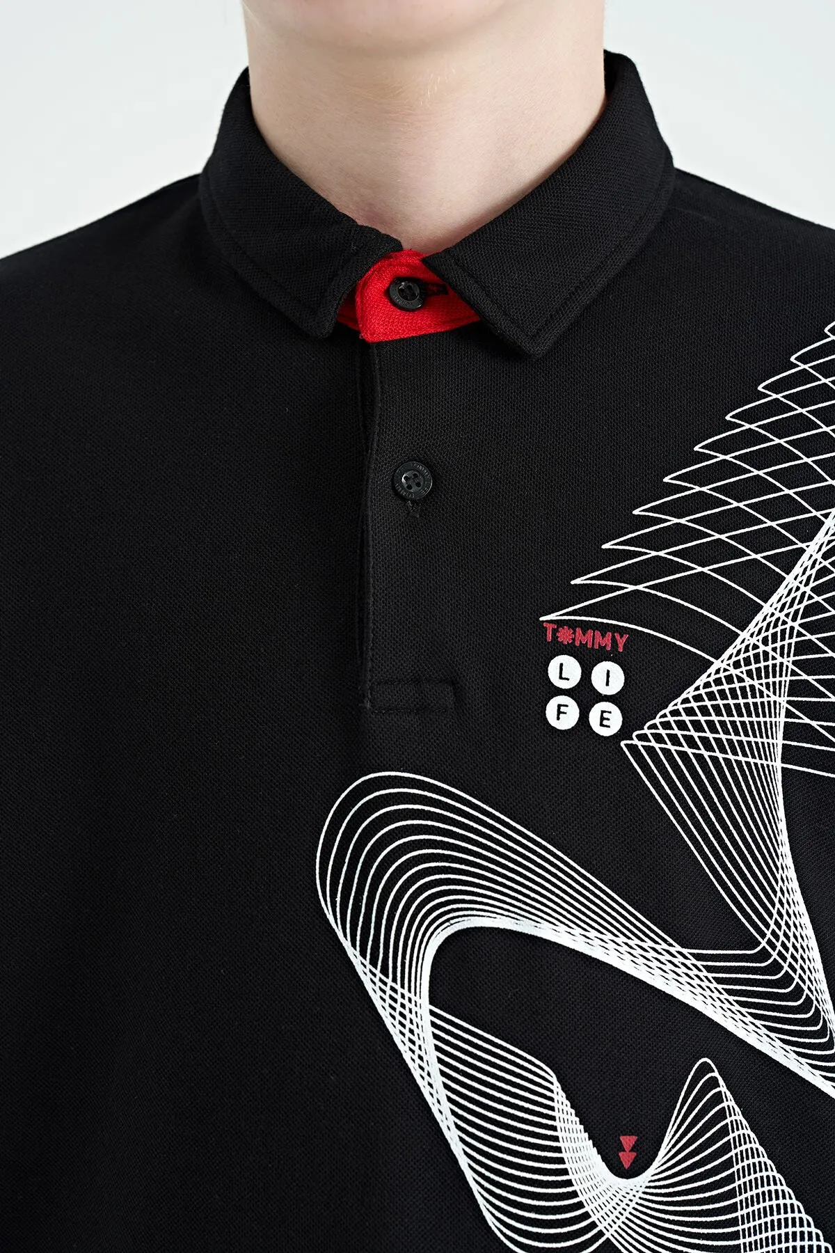 baski detayli standart kalip polo yaka erkek çocuk t-shirt - 11164