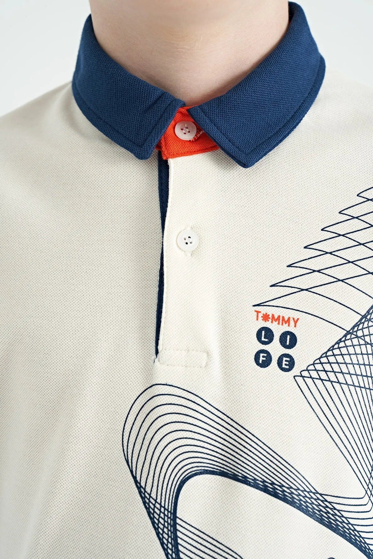 baski detayli standart kalip polo yaka erkek çocuk t-shirt - 11164