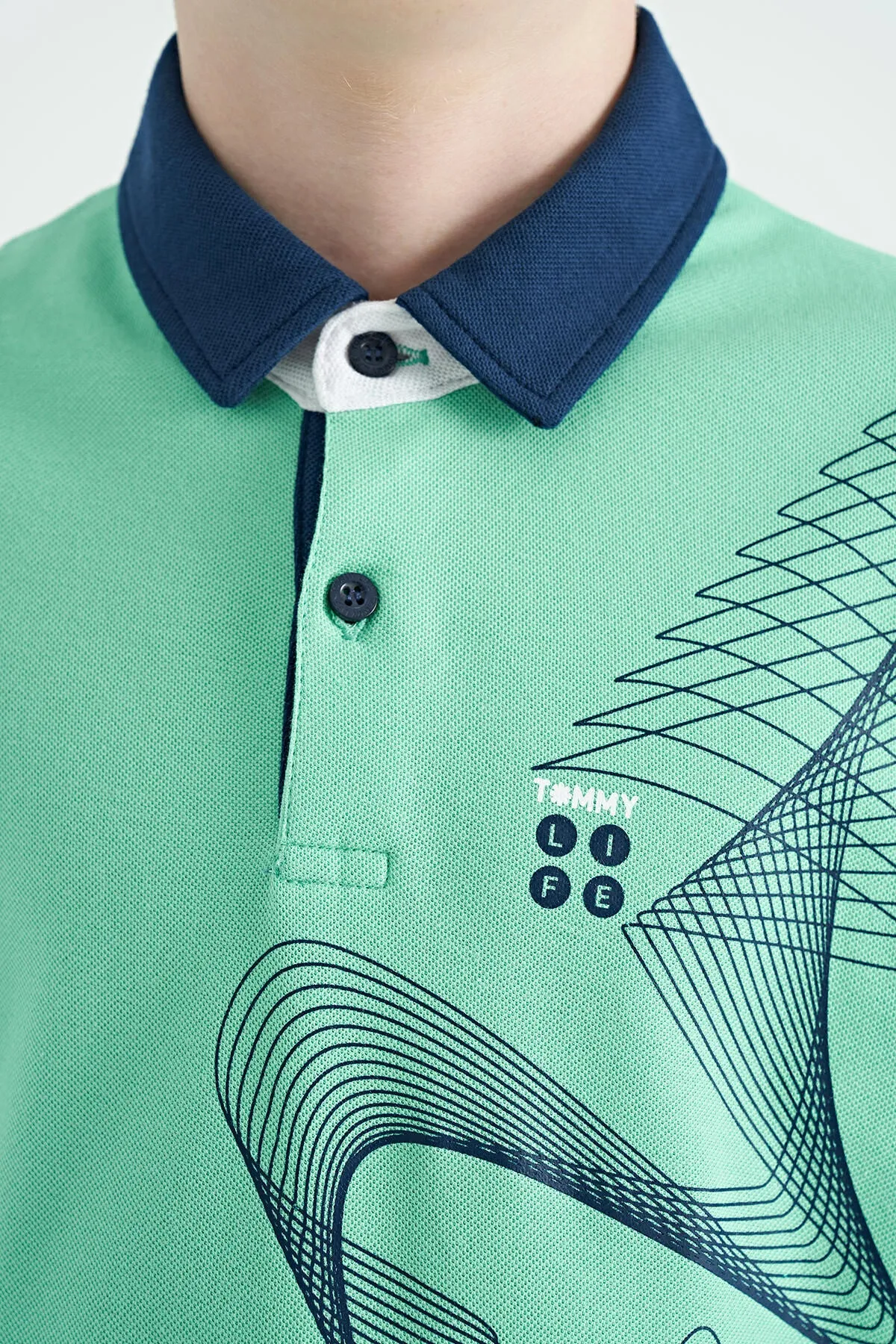 baski detayli standart kalip polo yaka erkek çocuk t-shirt - 11164