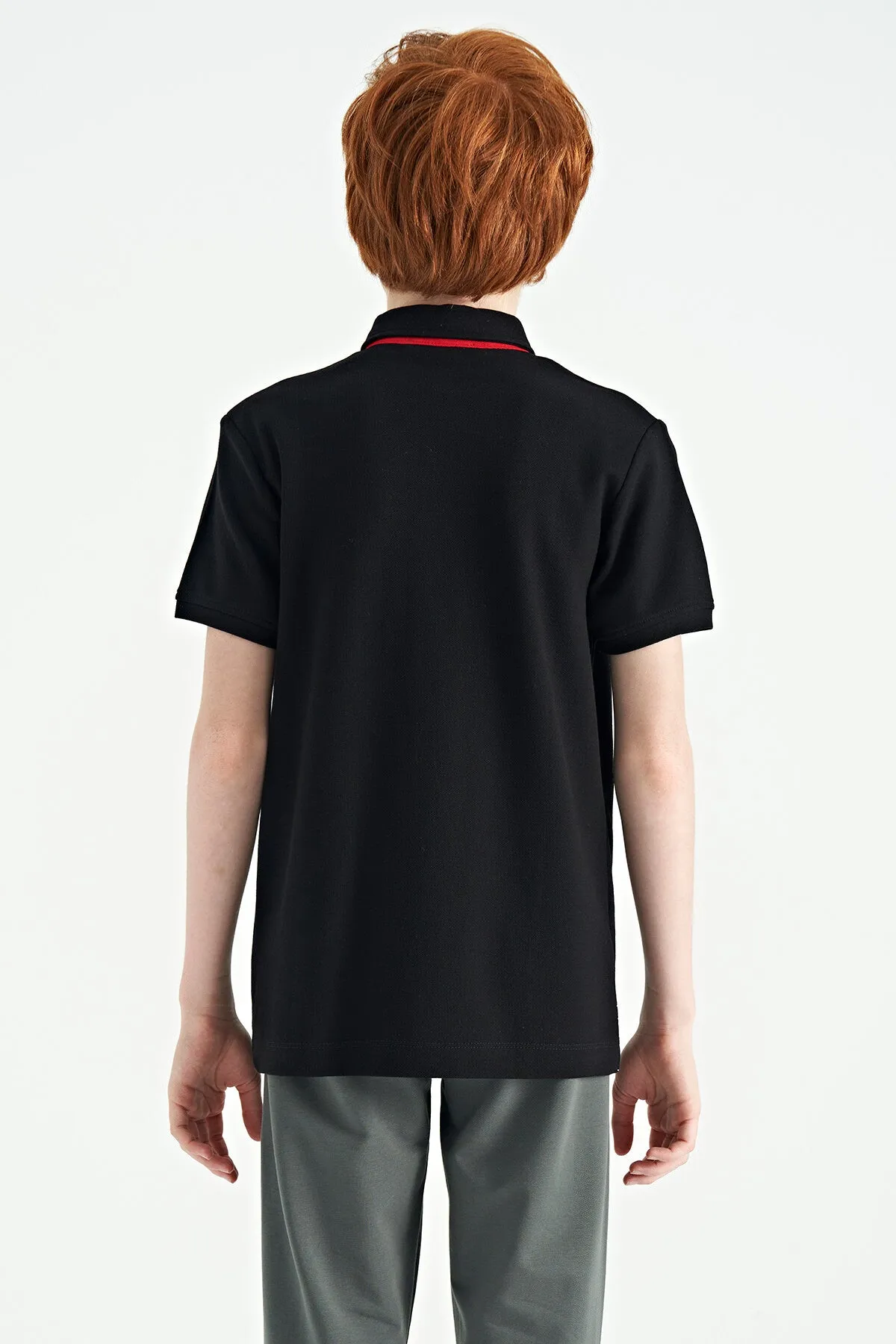 baski detayli standart kalip polo yaka erkek çocuk t-shirt - 11164