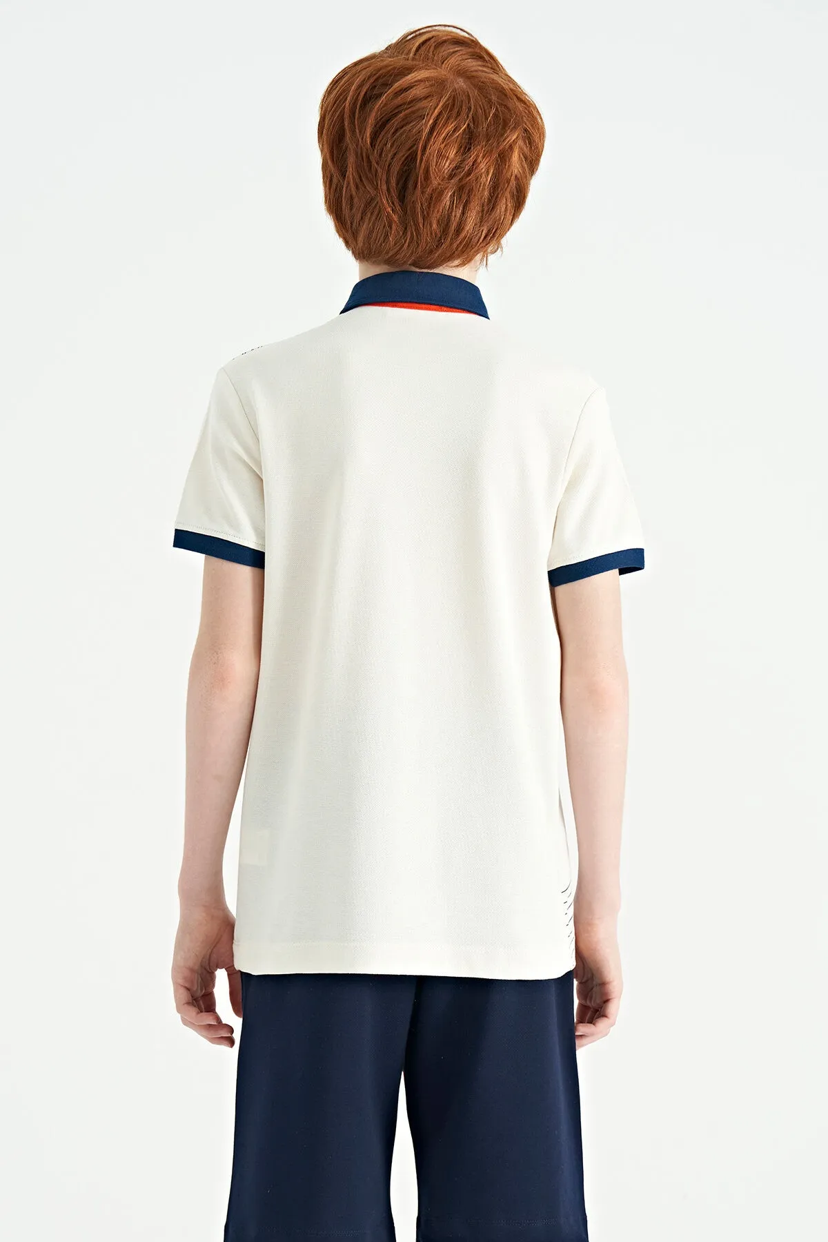 baski detayli standart kalip polo yaka erkek çocuk t-shirt - 11164