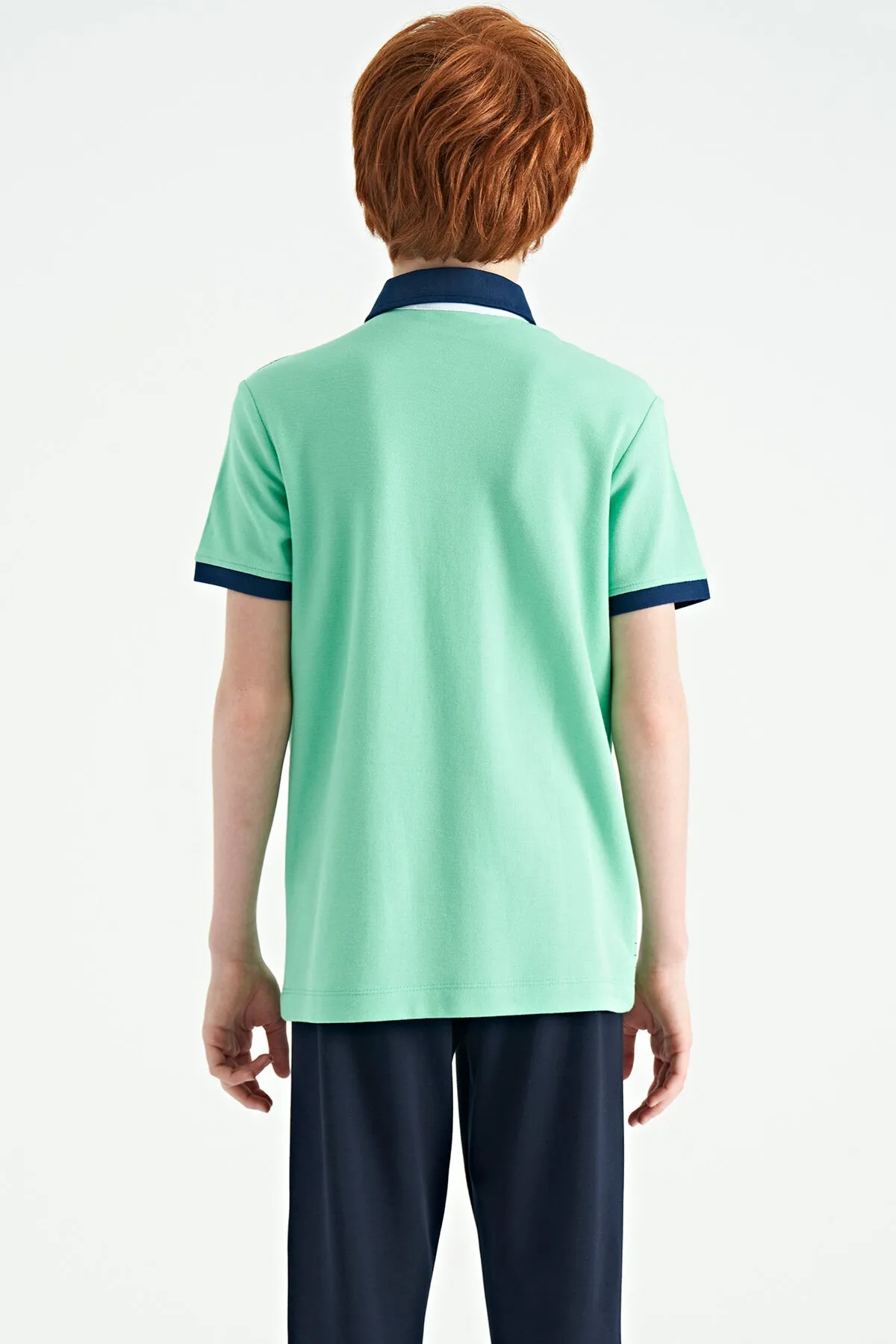 baski detayli standart kalip polo yaka erkek çocuk t-shirt - 11164