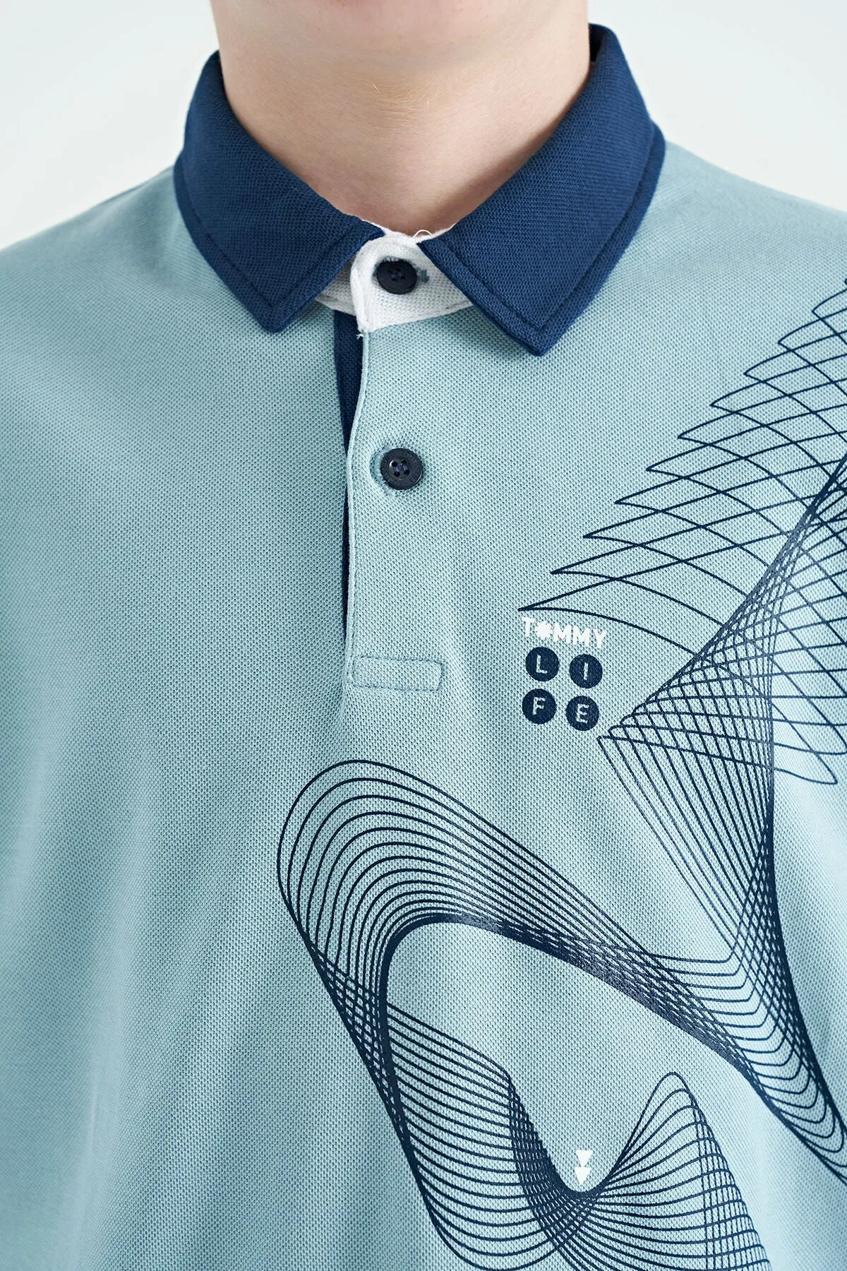 baski detayli standart kalip polo yaka erkek çocuk t-shirt - 11164