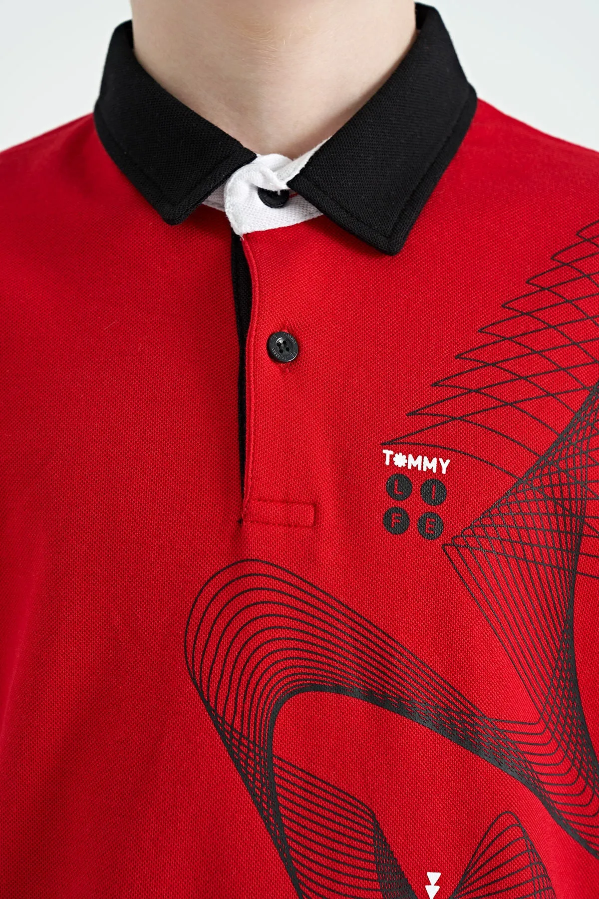 baski detayli standart kalip polo yaka erkek çocuk t-shirt - 11164