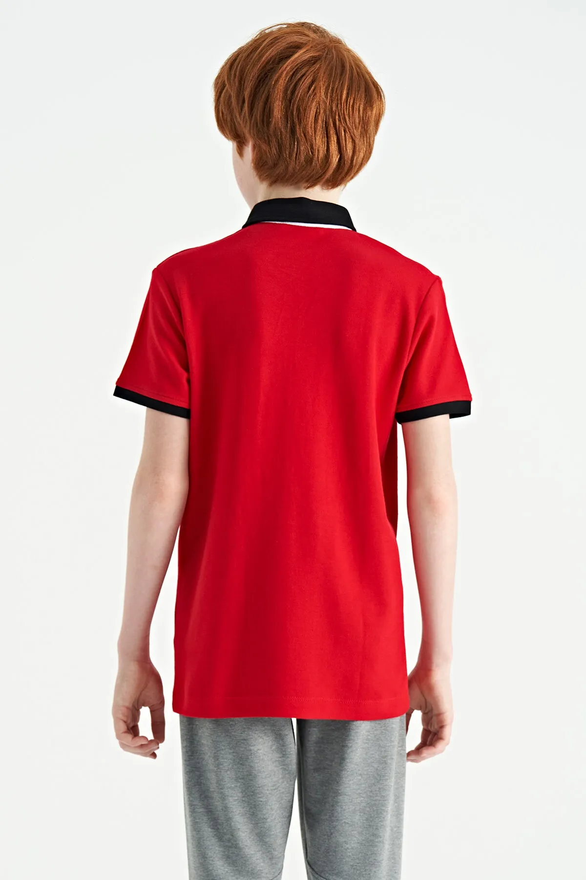 baski detayli standart kalip polo yaka erkek çocuk t-shirt - 11164