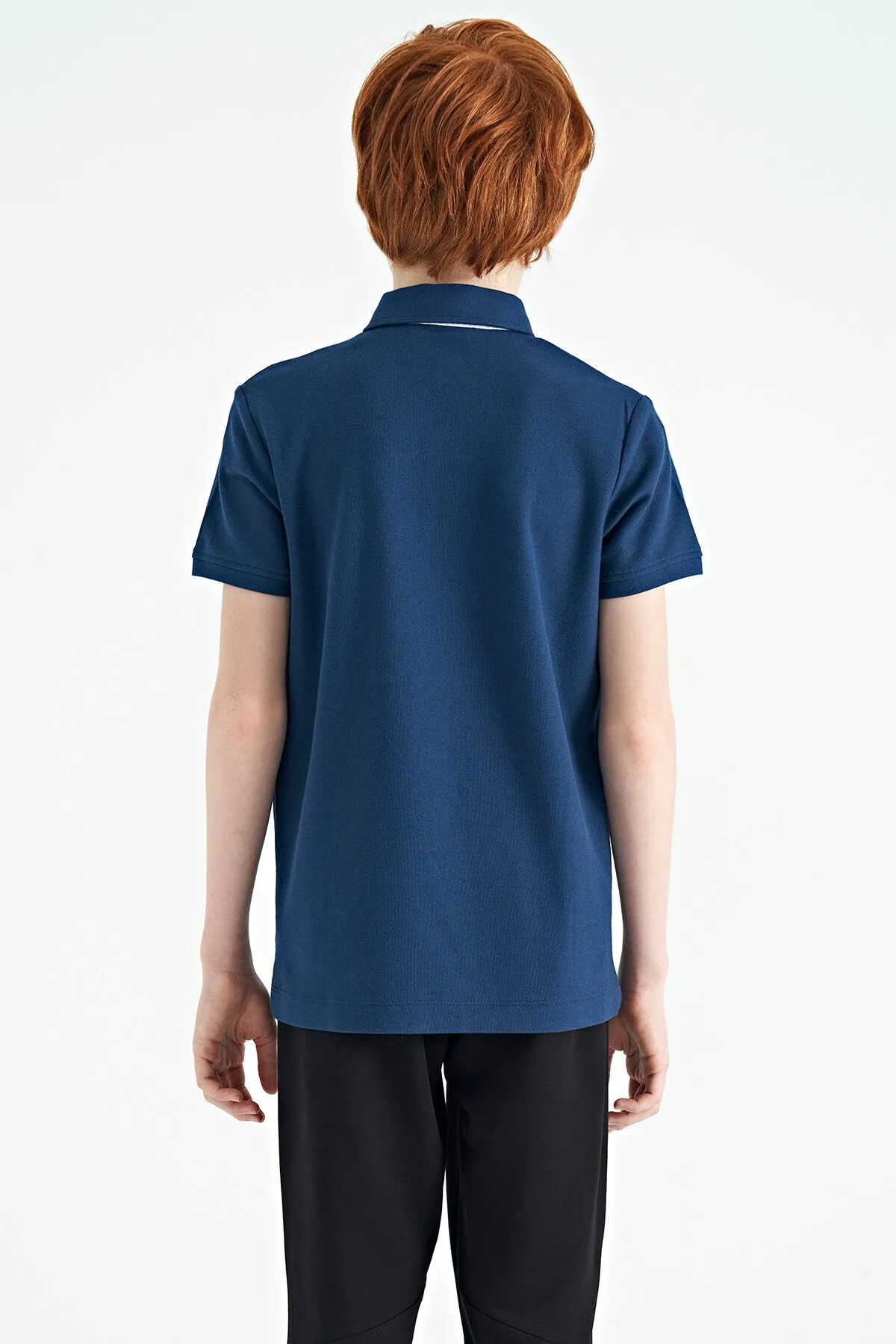 baski detayli standart kalip polo yaka erkek çocuk t-shirt - 11164