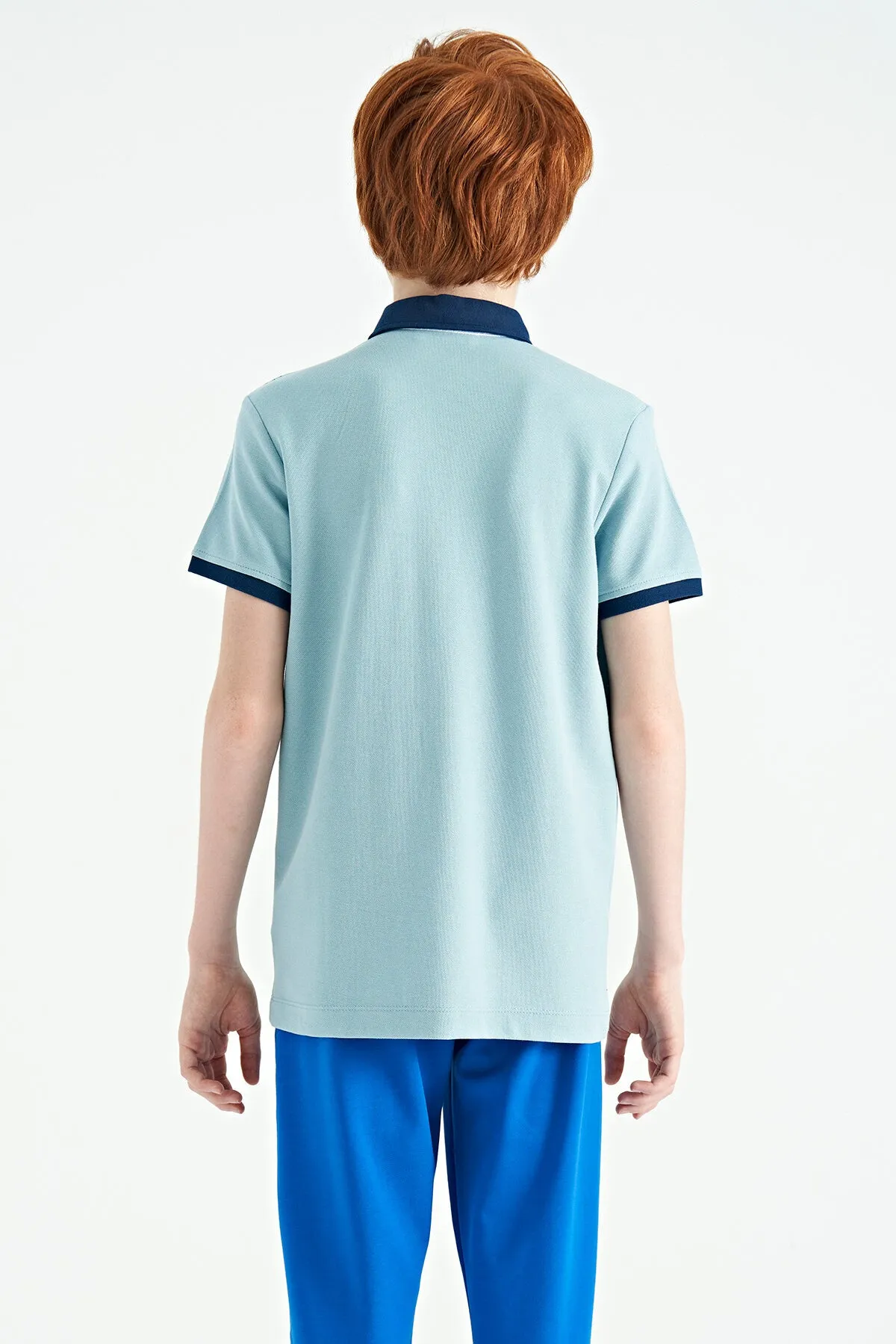 baski detayli standart kalip polo yaka erkek çocuk t-shirt - 11164