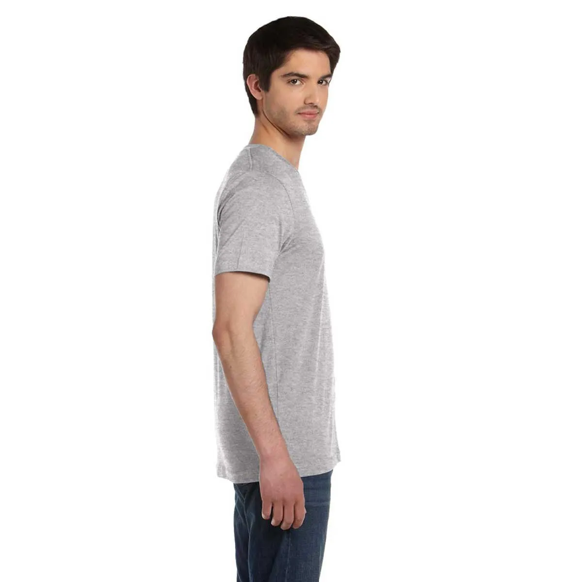 Bella   Canvas Unisex Athletic Heather Made in the USA Jersey Short-Sleeve V-Neck T-Shirt
