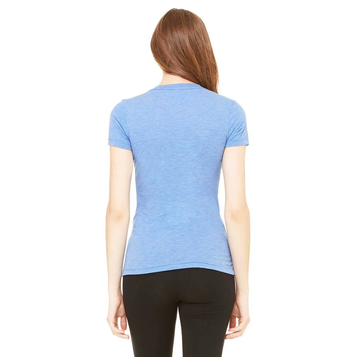 Bella   Canvas Women's Blue Triblend Short-Sleeve Deep V-Neck T-Shirt
