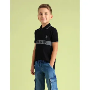 Black U.S.Polo Printed Cotton Polo T-Shirt