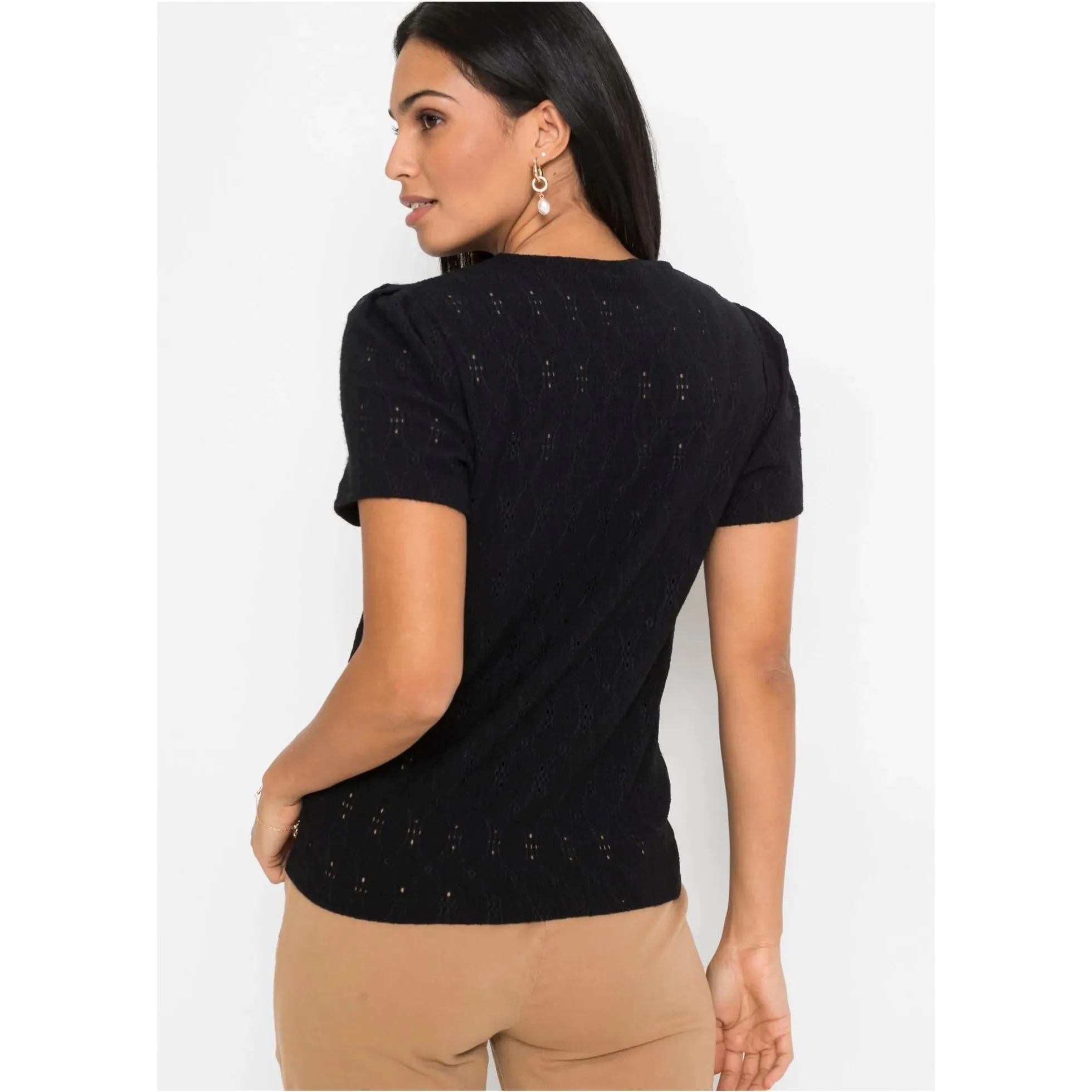 Bodyflirt Black Broderie Top