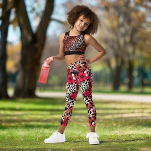 Bold Floral and Animal Print Kid's Leggings 2T-7 UV Protection with Four-way Stretch