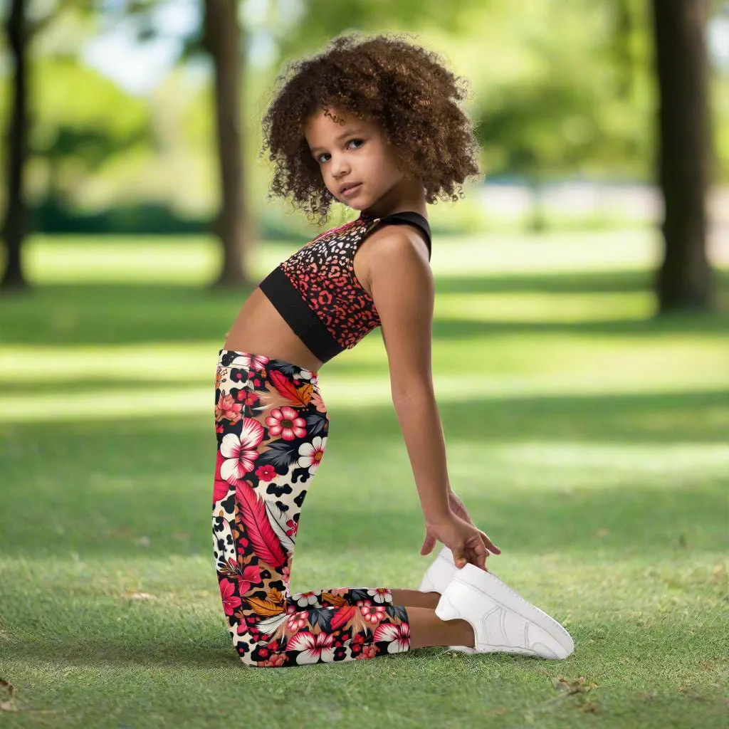 Bold Floral and Animal Print Kid's Leggings 2T-7 UV Protection with Four-way Stretch