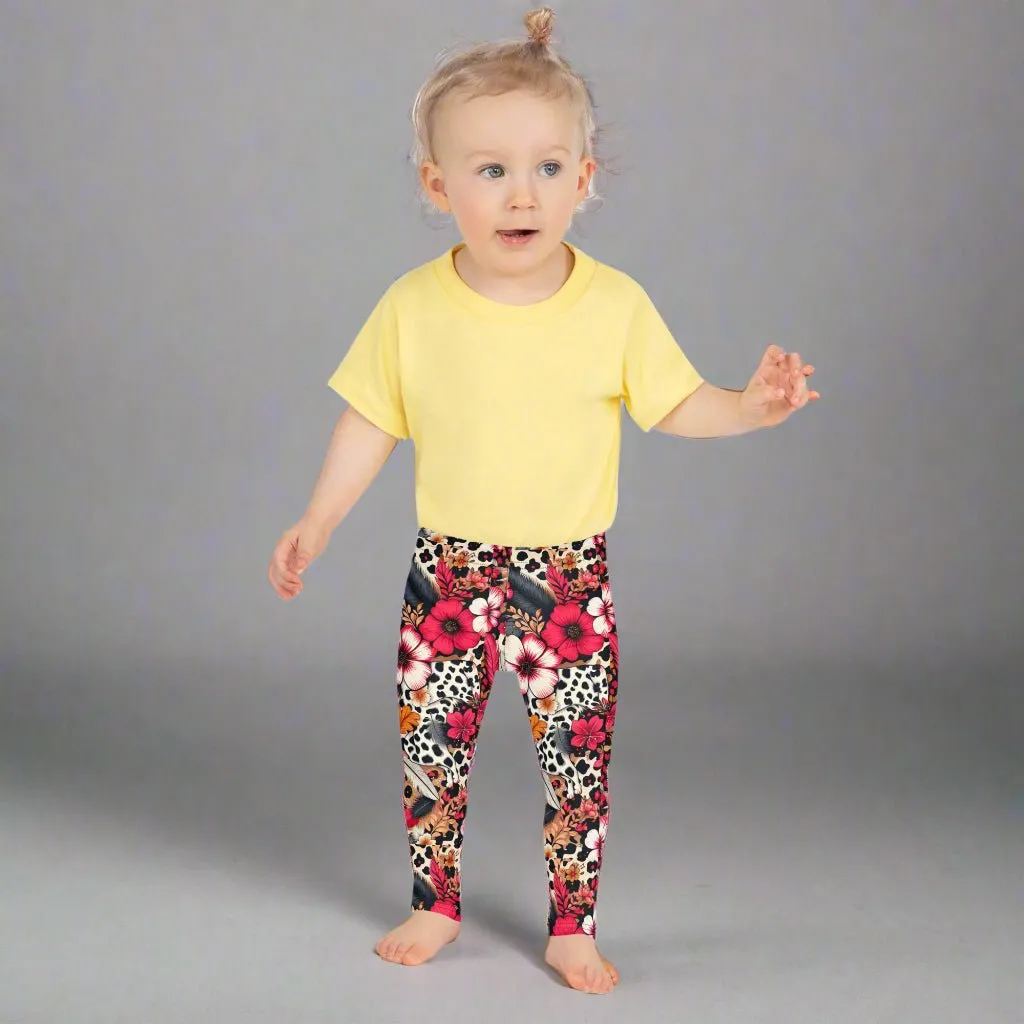Bold Floral and Animal Print Kid's Leggings 2T-7 UV Protection with Four-way Stretch