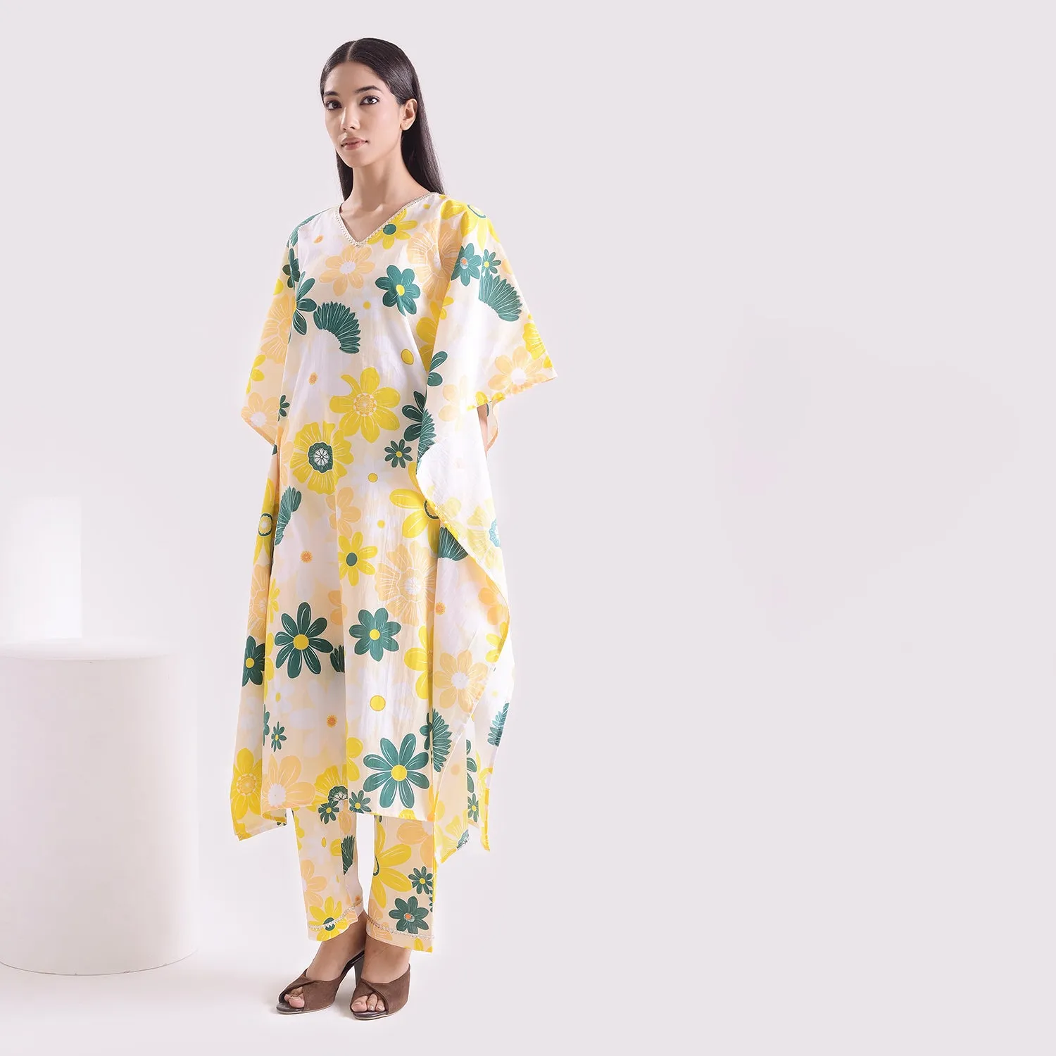 Breezy waves poplin pure kaftan style suit set of 2
