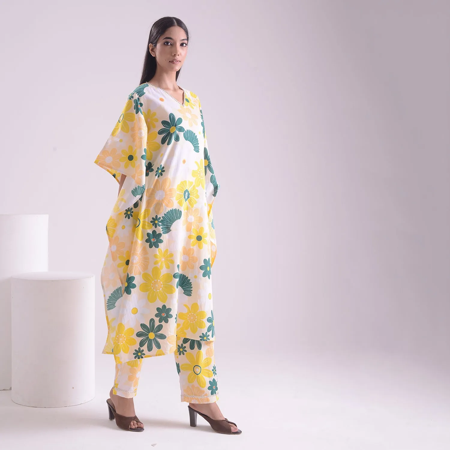 Breezy waves poplin pure kaftan style suit set of 2