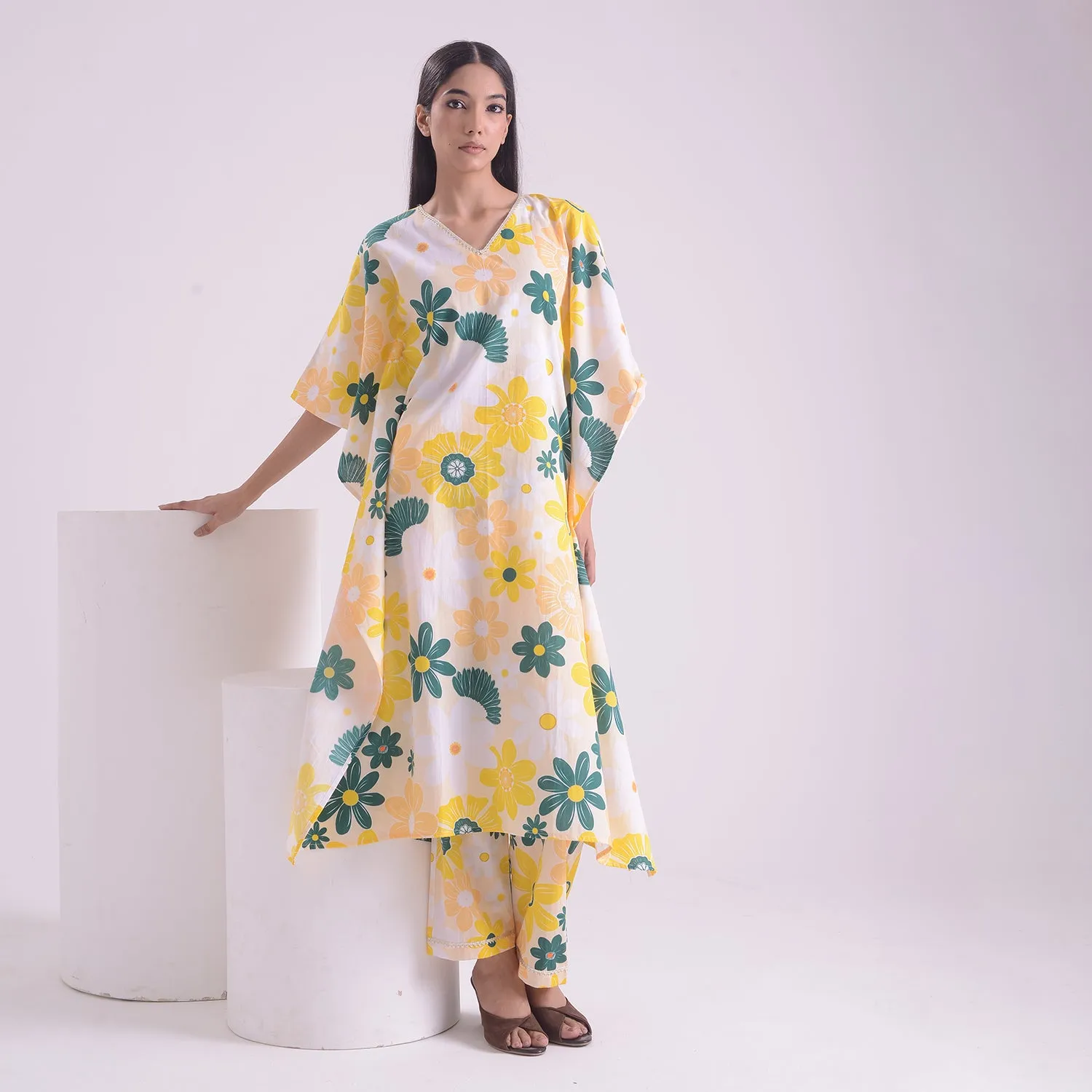 Breezy waves poplin pure kaftan style suit set of 2