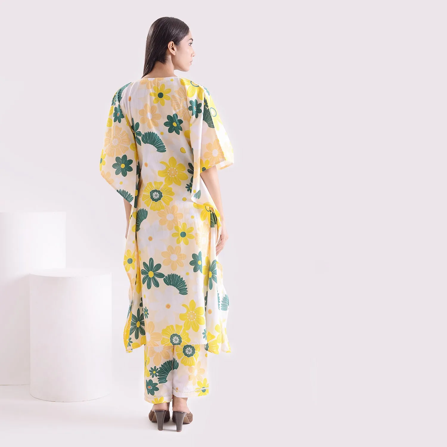 Breezy waves poplin pure kaftan style suit set of 2