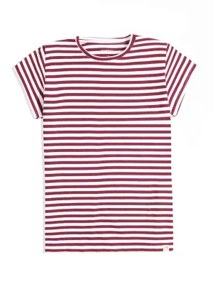 Brick Red Striped Short-Sleeve