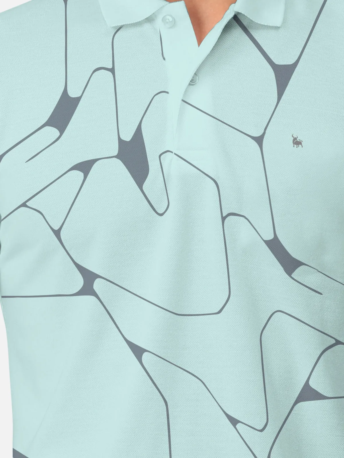 BULLMER Neo Mint Trendy Printed Half Sleeve Polo T-shirt for Mens