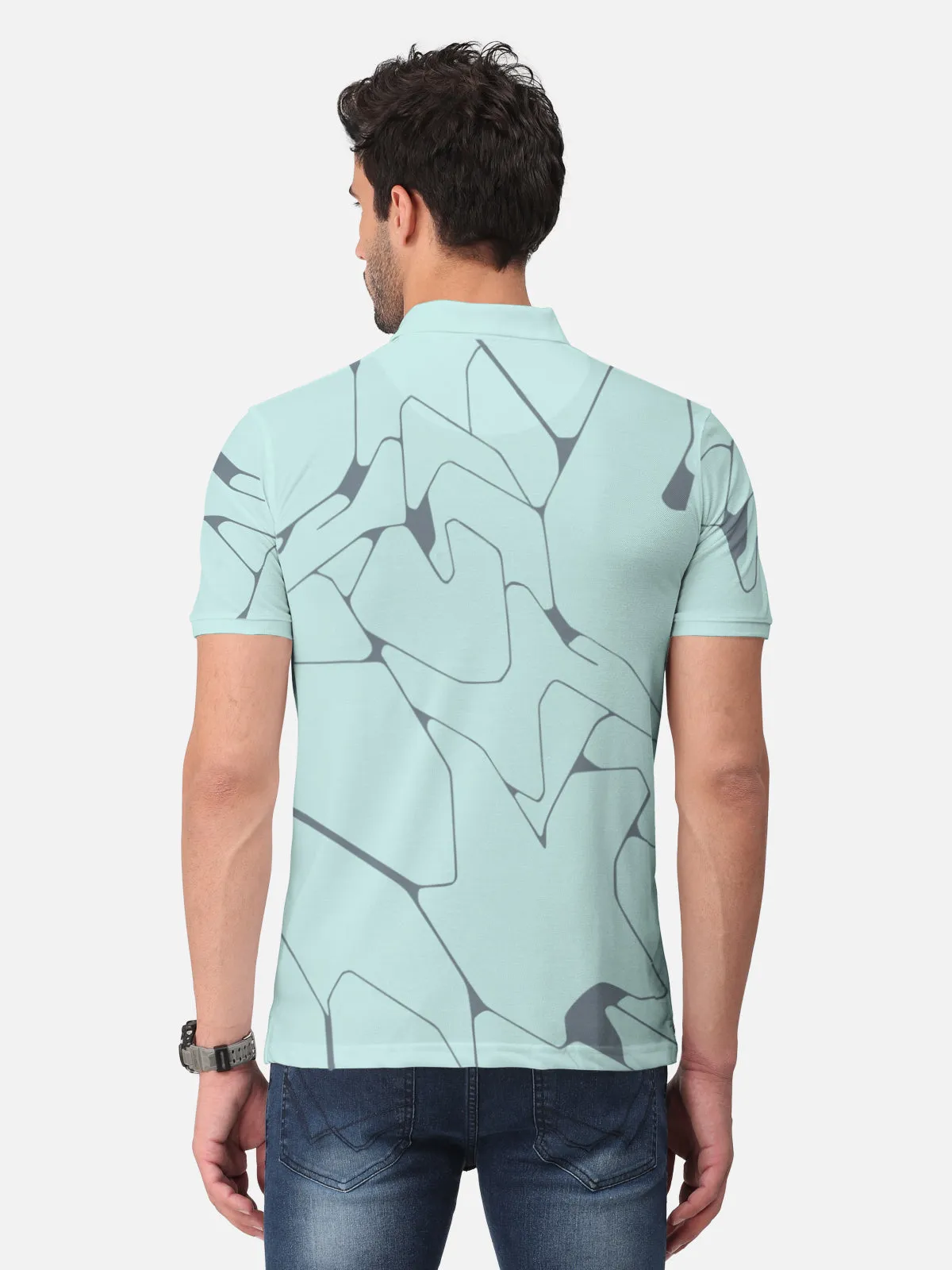 BULLMER Neo Mint Trendy Printed Half Sleeve Polo T-shirt for Mens