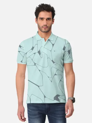 BULLMER Neo Mint Trendy Printed Half Sleeve Polo T-shirt for Mens