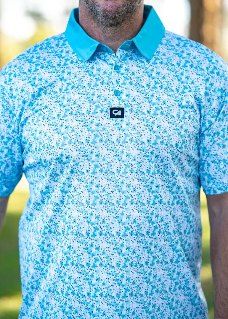 CA Premium Golf Shirt | Aqua Blossoms