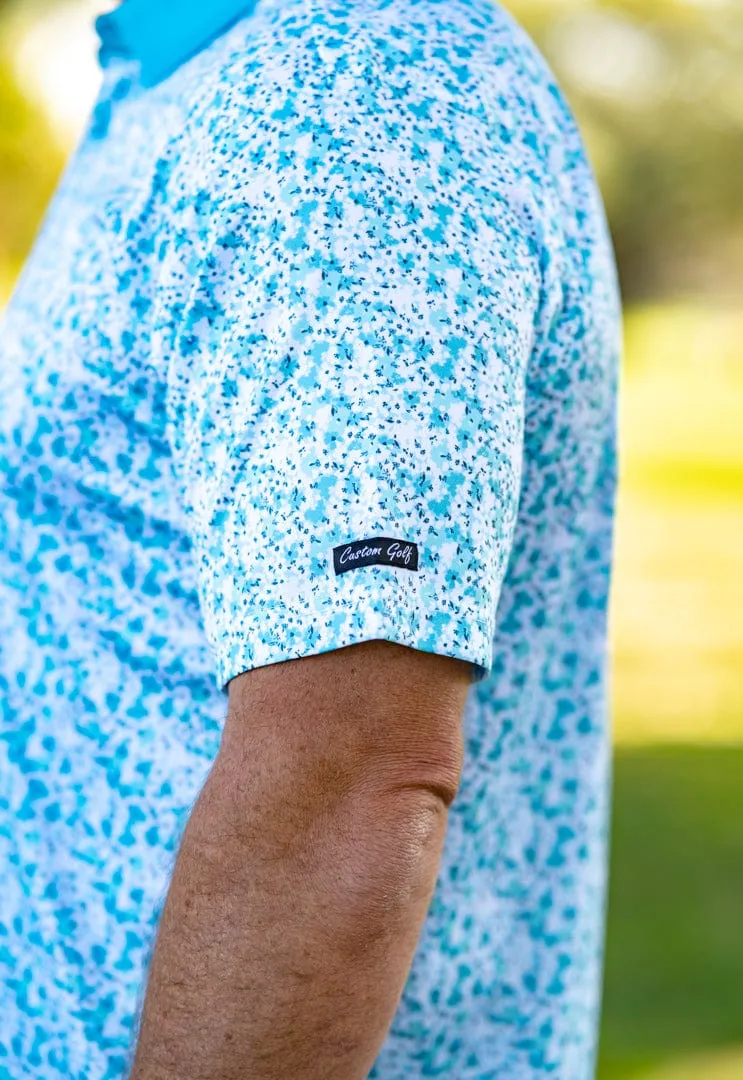CA Premium Golf Shirt | Aqua Blossoms