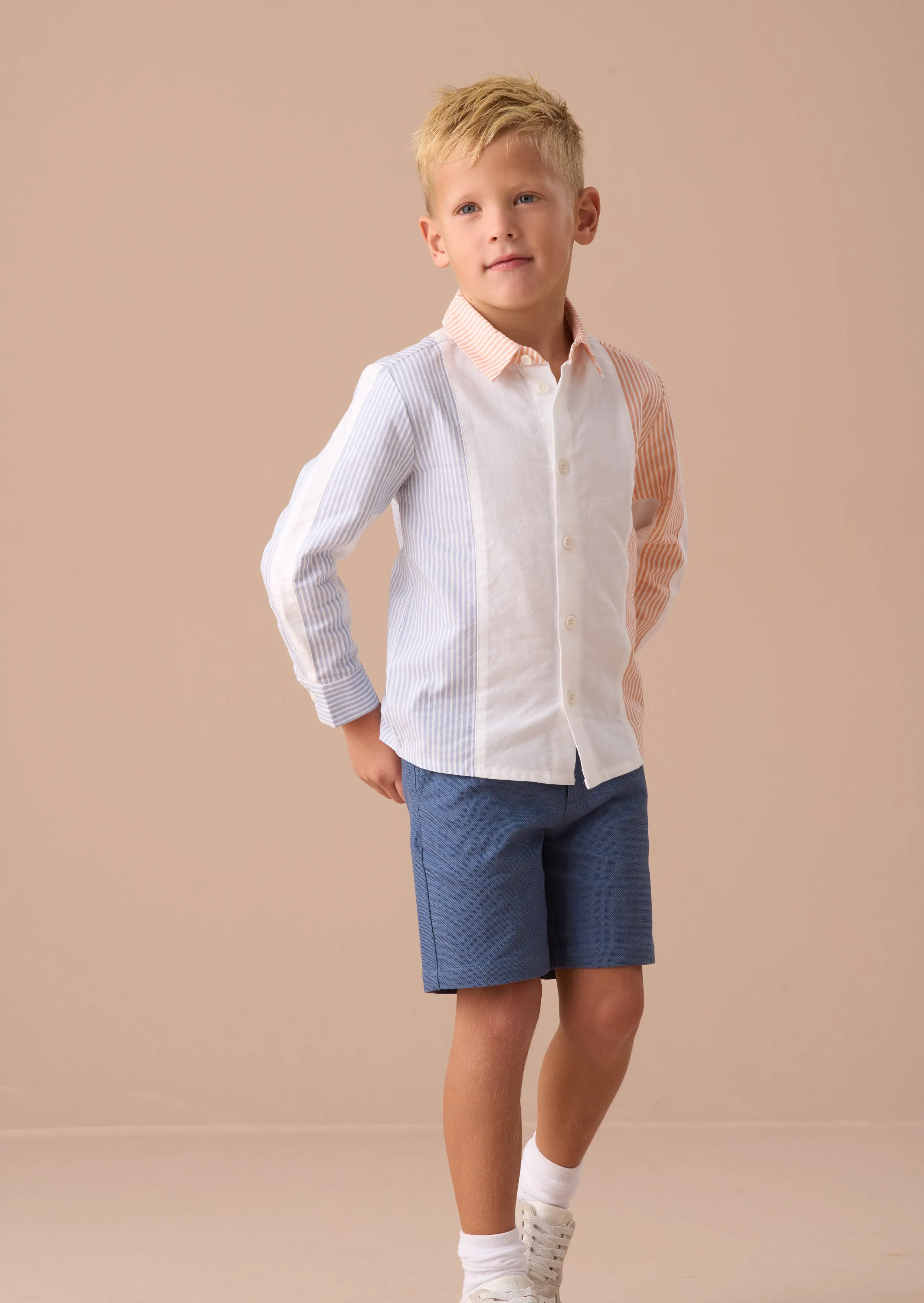 Chase Orange Colour Block Smart Shirt