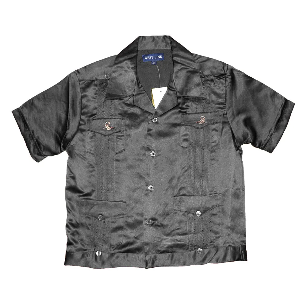 Child Toddlers Shirt Button Up Collared Casual Guayabera Kids Scorpion T-Shirt