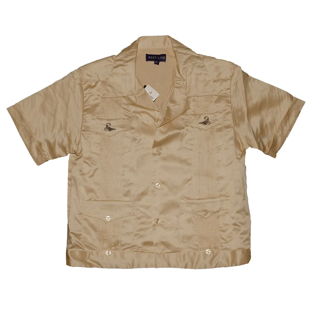 Child Toddlers Shirt Button Up Collared Casual Guayabera Kids Scorpion T-Shirt