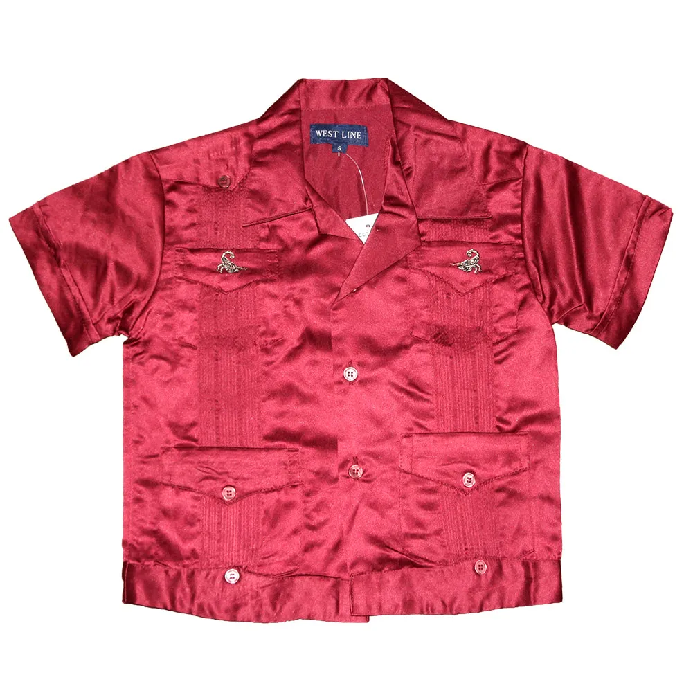 Child Toddlers Shirt Button Up Collared Casual Guayabera Kids Scorpion T-Shirt