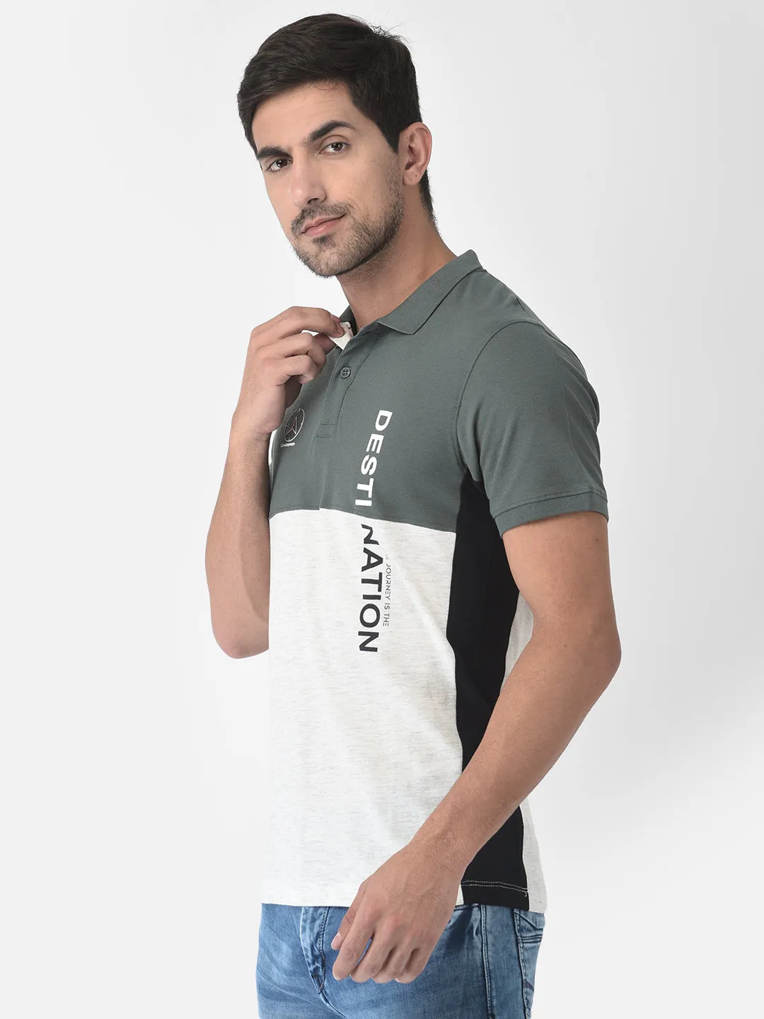 Colour-Blocked Polo T-Shirt