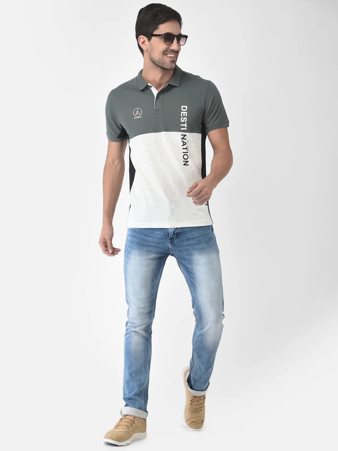 Colour-Blocked Polo T-Shirt