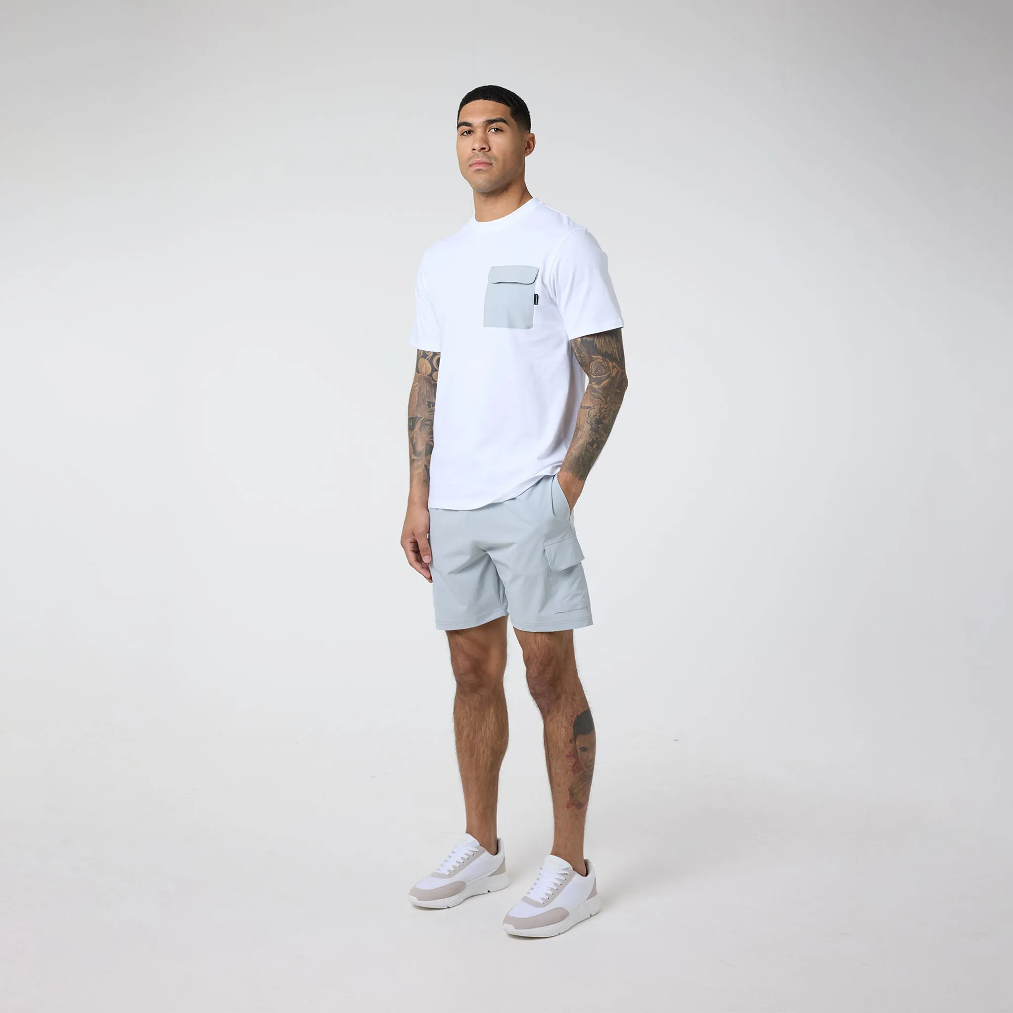 Contrast Nylon Pocket Twinset | White Grey