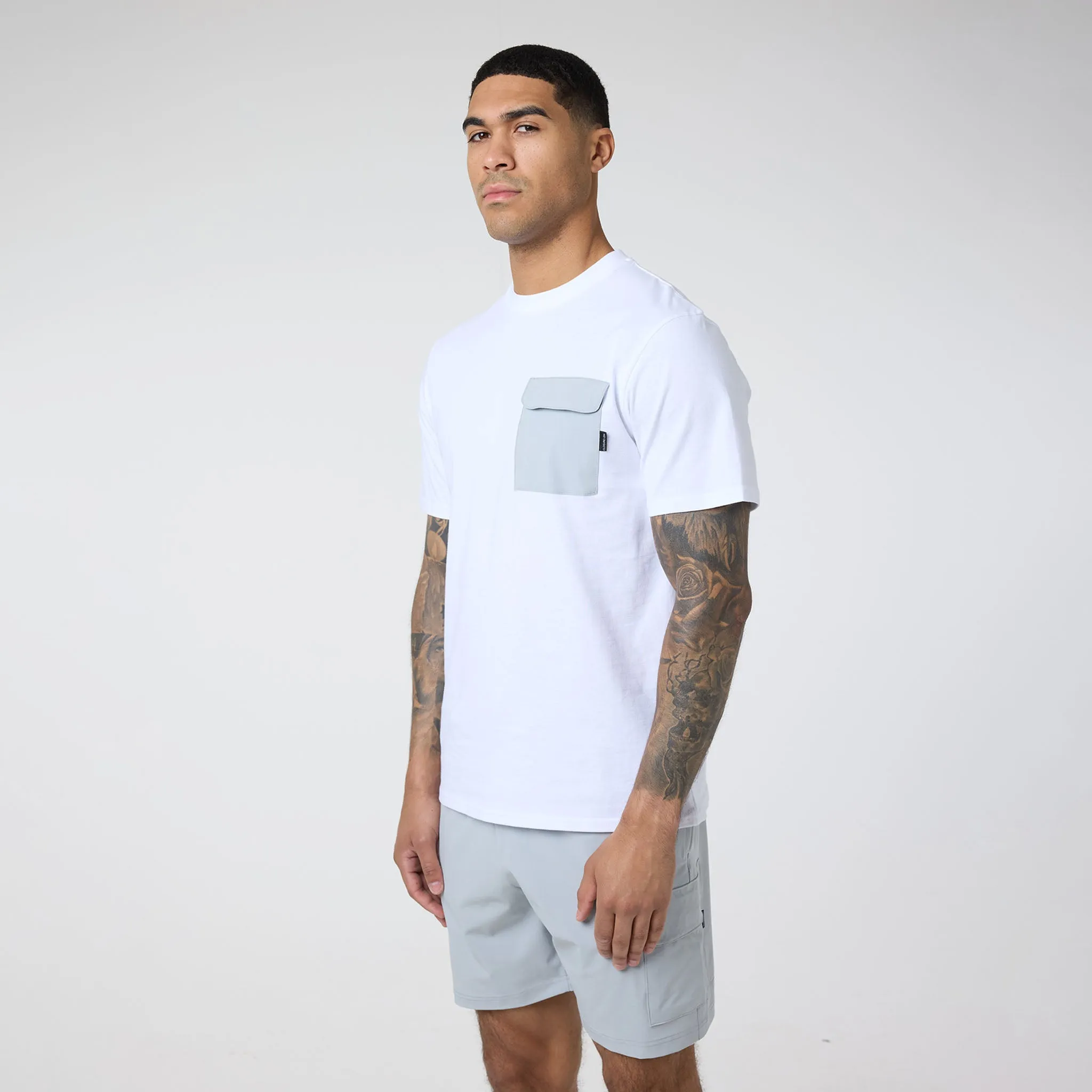 Contrast Nylon Pocket Twinset | White Grey