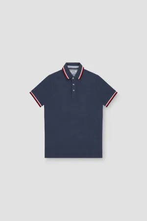 Contrast Polo T-Shirt For Men - Navy Melange