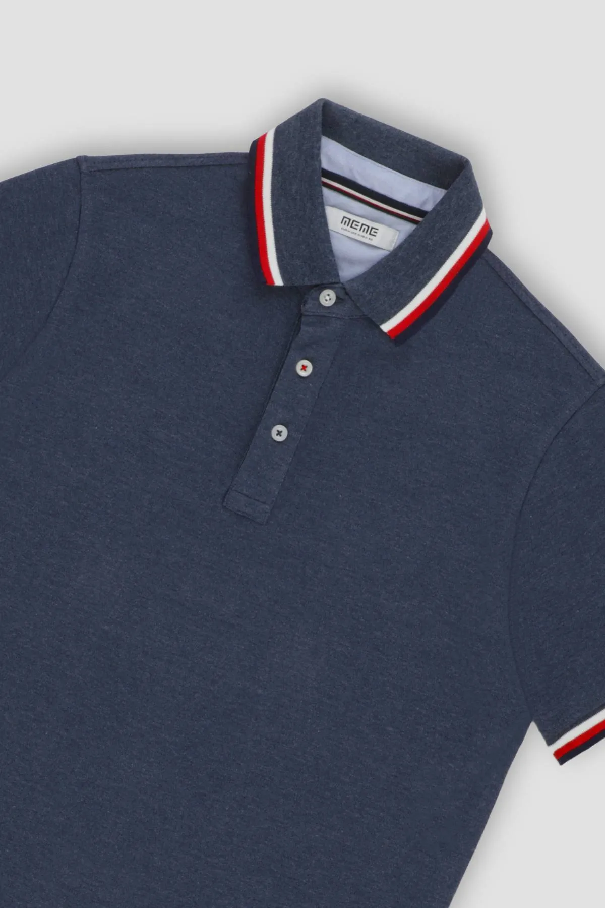 Contrast Polo T-Shirt For Men - Navy Melange